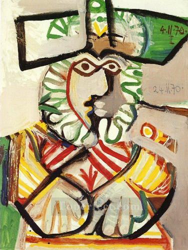 Buste d homme au chapeau 2 1970 Cubismo Pintura al óleo